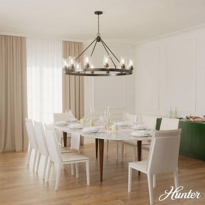 Hunter 44" Hartland Ceiling Light Noble Bronze Finish 12-Bulb Chandelier - Elegant Indoor Lighting for Dining & Living Spaces