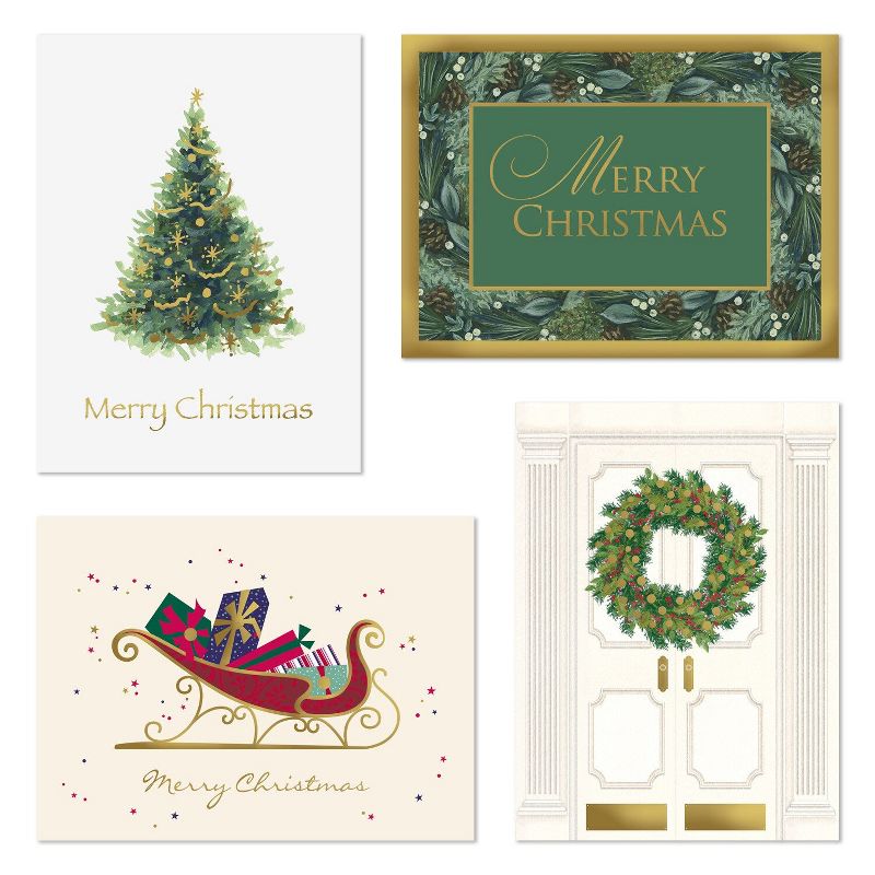 Masterpiece Studios Foil 12-Count Boxed Assorted Holiday Cards, 3 each of 4 Different Designs, Holiday Best, 6.25" x 4.62", 1 of 2