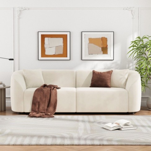 87" Curved Contemporary Sofa in Off-White: Plush Seating, Streamlined Design, and Durable Frame C Ideal for Stylish Living Spaces - image 1 of 4