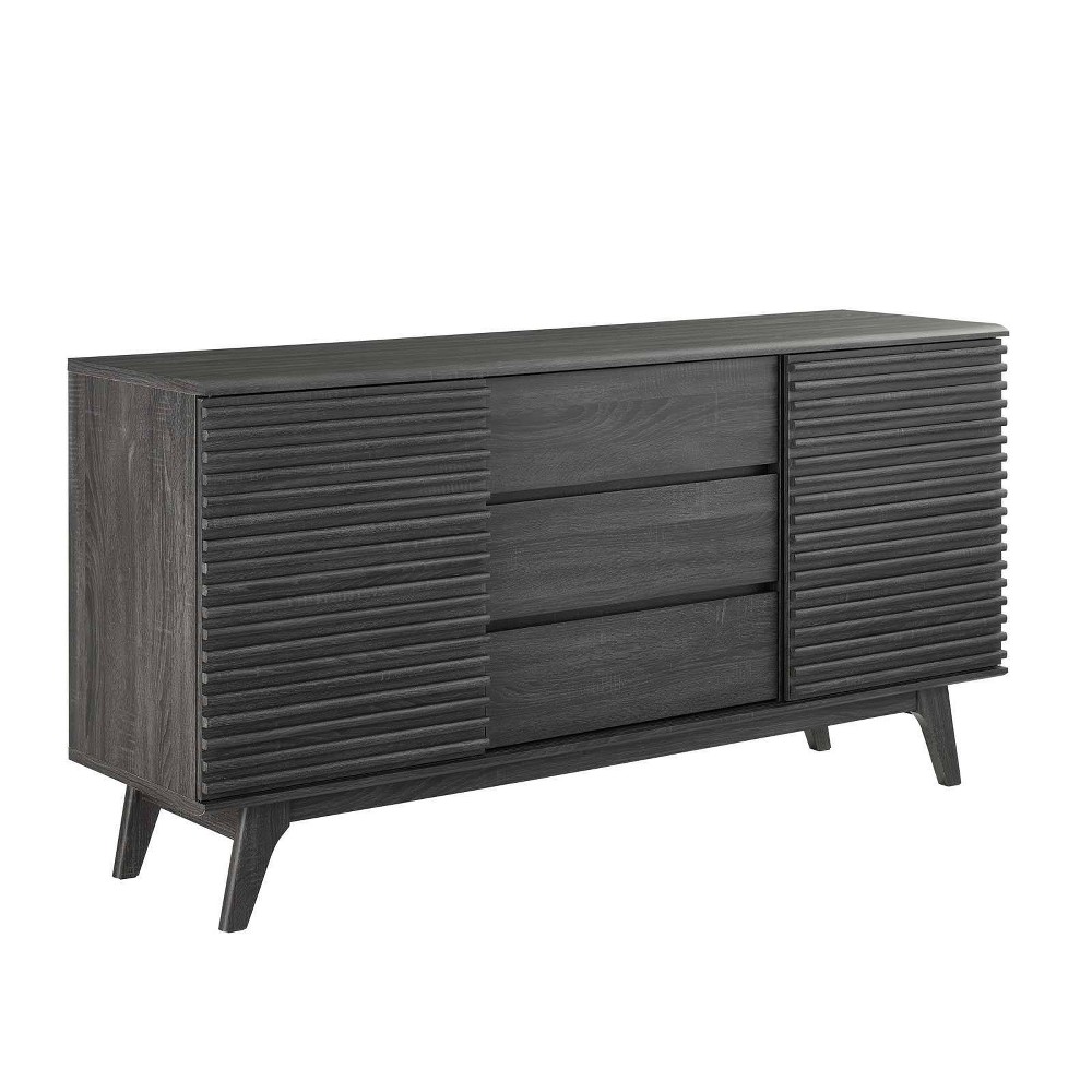 Photos - Display Cabinet / Bookcase Modway 63" Render Sideboard Buffet Table or TV Stand Charcoal - : Mid-Century Modern, Media Storage 