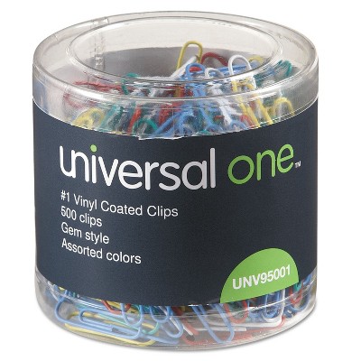 Universal Vinyl-Coated Wire Paper Clips No. 1 Assorted Colors 500/Pack 95001