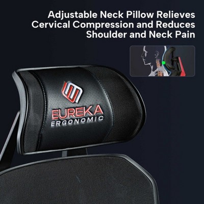 Eureka Red and Black Ergonomic Gaming Chair with Adjustable Arms