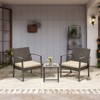 Aoodor 3 Pieces Patio Furniture Set Outdoor Rattan Conversation Bistro Set with Coffee Table for Yard, Garden, Balcony,Backyard - 2 of 4
