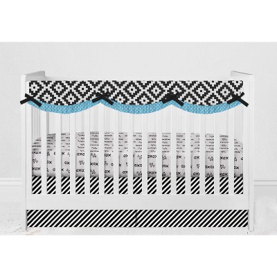 Bacati - Love Black/Turq Long Side Crib Rail Guard Cover