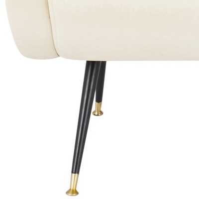 Elicia Transitional Camel Velvet Accent Chair with Gold Cap Legs