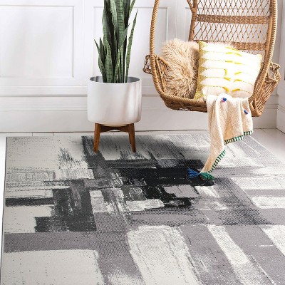 Contemporary Black and Gray Abstract Area Rug