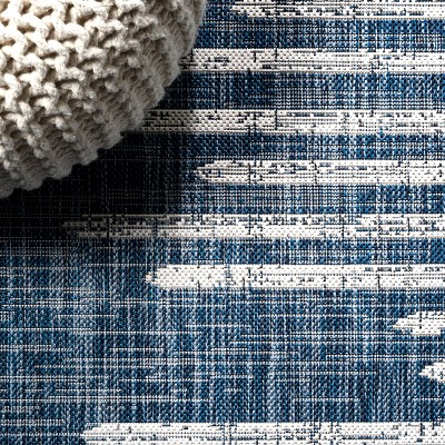 Bohemian Blue Stripe Washable Synthetic Rug - 3' x 5'