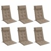 vidaXL Highback Chair Cushion Set of 6 Taupe - 3 of 4