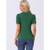 INSPIRE CHIC Women's Summer Peter Pan Collar Contrast Trim Puff Short Sleeve Blouse - 4 of 4