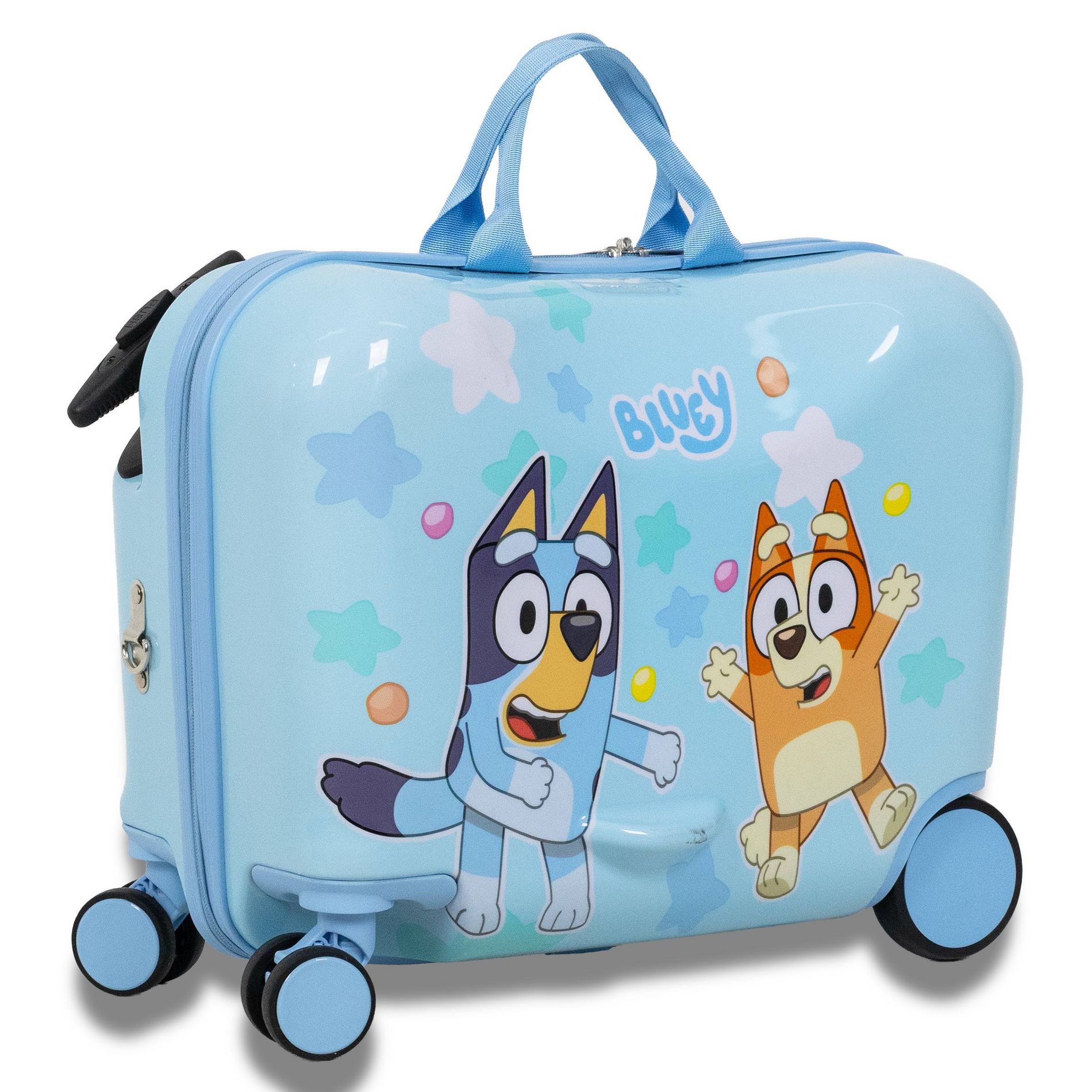 Disney Kids' Bluey Hardside Ride-On Spinner Wheels Suitcase - Blue