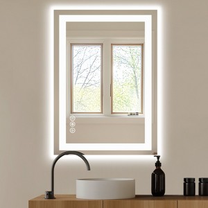 FONTOI Bathroom Mirror Vanity Mirror with Anti Fog Function Dual Source and Modern Design for Bathroom Vanity, White - 1 of 4
