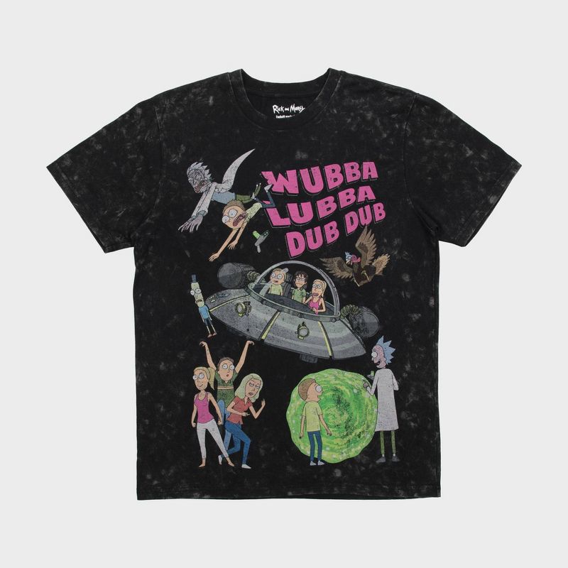 Men&#39;s Cartoon Network Rick and Morty Short Sleeve Graphic T-Shirt - Black Wash, 1 of 3
