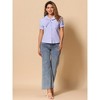 INSPIRE CHIC Women's Vintage Bow Tie Solid Peter Pan Collar Office Button Up Shirt - 3 of 4