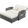 JUJABU PE Wicker Double Chaise Lounge with Adjustable Back and Cushions, Free Furniture Protection Cover - 2 of 4