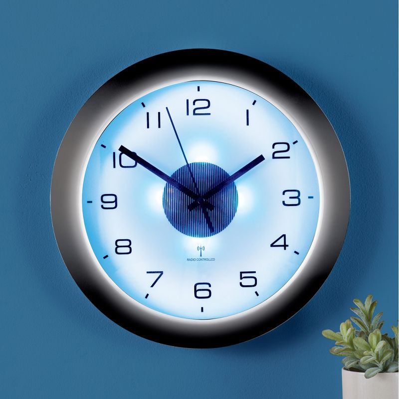 Collections Etc Split-second Precision Atomic Wall Clock With Light 12 X 12 X 2.25 White, 3 of 4