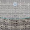 Parksville Round Patio Coffee Table - Gray - CorLiving: All-Weather Wicker, Tempered Glass Top, UV & Weather-Resistant - 3 of 4