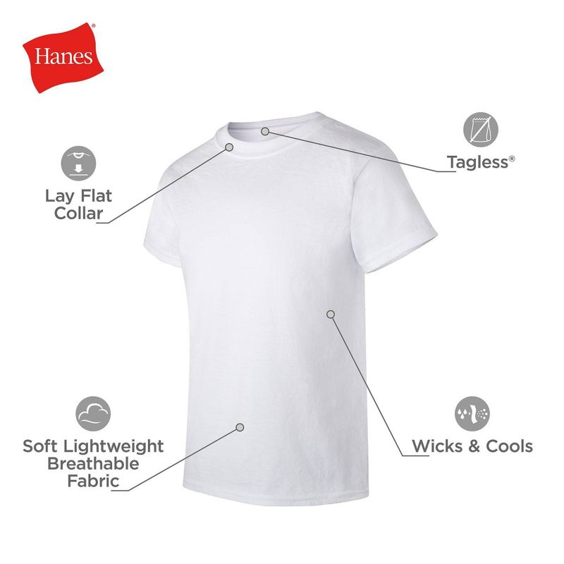 Hanes Boys' 5pk Crew Neck T-Shirt - White, 5 of 6