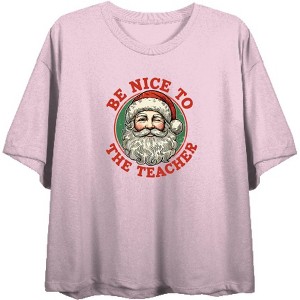 Be Nice To The Teacher
 Women's Crew Neck Short Sleeve Crop Tee - 1 of 2