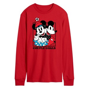 Men's - Disney - Mickey & Minnie Couple Goals Long Sleeve Graphic T-Shirt - 1 of 3
