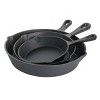 Gibson Home Brickstone 3 Piece Pre-Seasoned Cast Iron Skillet Set in Black - 2 of 4