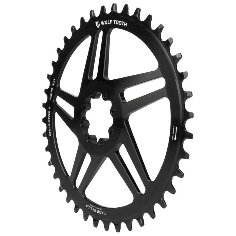 Wolf Tooth Direct Mount Chainring - 42t, SRAM Direct Mount, Drop-Stop B, For SRAM 8-Bolt Cranksets, 6mm Offset, Black, 2 of 4