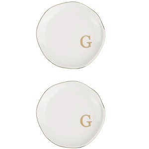Unique Bargains Ceramic Decorative Jewelry Tray White 2 Packs - 1 of 4