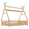TUYOHW Twin Size Toddler Floor Bed with Fence and Roof for Kids,Modern House Montessori Bed with Light for Bedroom - 4 of 4