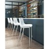 Zuo Modern Magnus Barstool Set of 2, 43" White Faux Leather Seat with Silver Stainless Steel Frame, Modern Style - 4 of 4