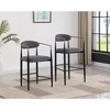 Sapphtopaz Modern Bar Stools Set of 2 with Wood Legs Upholstered Dining Chairs with Armrest & Backrest Counter Stools for Kitchen Island - 2 of 4