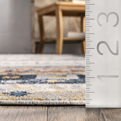 Shannon Beige and Multicolor Geometric Washable Area Rug 5' x 7'