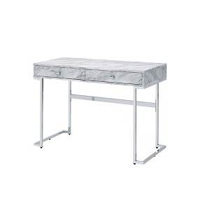 Writing Desk with Faux Marble Top and 2 Storage Drawers - 1 of 4