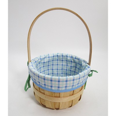 9" Chipwood with Liner Easter Decorative Basket Cool Blue Plaid  - Spritz™
