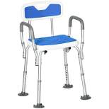 HOMCOM EVA Padded Shower Chair with Arms and Back, Bath Seat with Adjustable Height, Anti-slip Shower Bench for Seniors, Disabled, Tool-Free Assembly