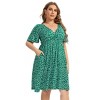 Clearlove Plus Size Dresses for Curvy Women Floral Sleeves Tiered Layers Casual Mini Dress with Pocket - 3 of 4