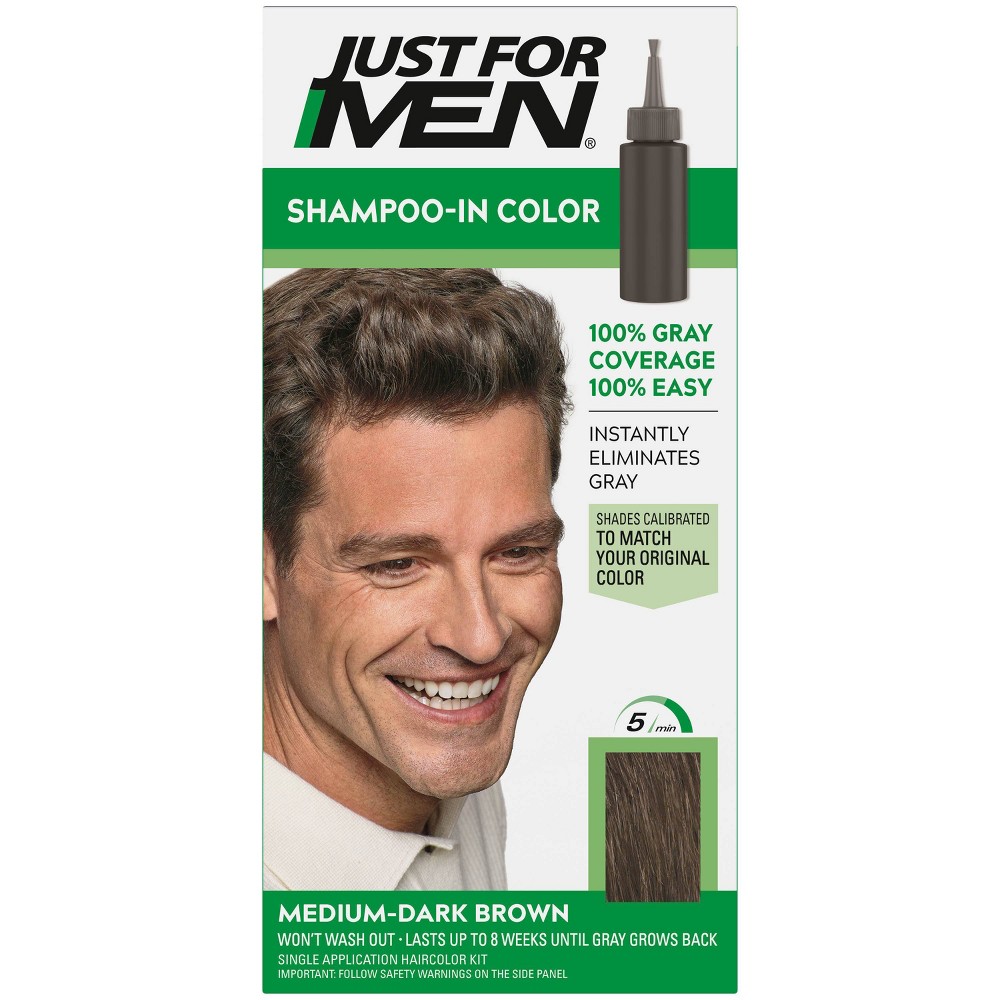 Photos - Hair Dye Just For Men Shampoo-In Color Gray Hair Coloring for Men - Medium-Dark Bro