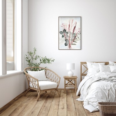 Botanic-Inspired Red and Green Canvas Framed Wall Art, 23x33
