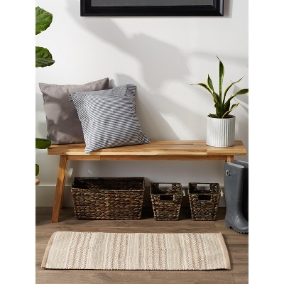Handmade Beige Cotton Stripe Rectangular Rug 2x3 ft