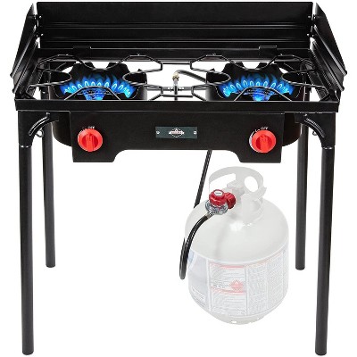 Stove Double Head Propane Gas Burner Portable Stand Camping