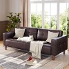 3-Seater Sofa Couch, 83" Wide Faux Leather Sofa with Spring Cushion, Modern Sofa with Deep Seats and 2 Removable Back Cushions for Living Room - 2 of 4