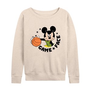 Women's - Disney - Game Face Basketball Lightweight French Terry Wide Neck Long Sleeve Shirt - 1 of 4