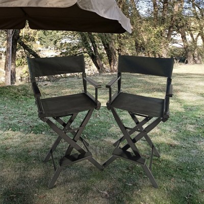 Aghana Digitals 2-Piece Foldable Director's Chairs with Black Populus Frame & Canvas, 176LBS