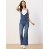 Allegra K Women's Casual Denim V Neck Zip Up Bell Bottom Jeans Jumpsuits - 4 of 4