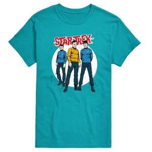 Men's - Star Trek - Galaxy Captain Kirk Spock Crew Short Sleeve Graphic T-Shirt - 1 of 4