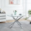 NicBex Minimalist Round Glass Dining Table with Cross Metal Legs,Modern Kitchen Table Bar Table,Dining Room Furniture - 2 of 4