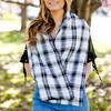 Pavilion Gift Company - Ivory Plaid - 58.5" x 11" Flannel Pocket Scarf - Sweaters and Shawls - 2 of 4