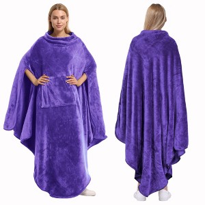 Catalonia Fleece Wearable Blanket for Adult Women Men, Travel Wrap Blanket Cape with Pocket |Warm, Soft, Cozy, Snuggly, Comfort Gift, No Sleeves - 1 of 4