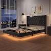 Bed Frame with Storage Shelves, Modern Upholstered Headboard, Heavy Duty Metal Slats, No Box Spring Needed, Noise Free - 3 of 4