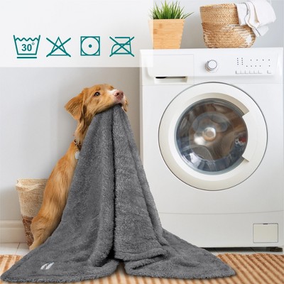 Large Charcoal Faux Shearling Dog Blanket