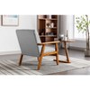 Vynxaria Light Gray Mid-Century Modern Leisure Accent Chairs with Solid Wood Armrests - 4 of 4