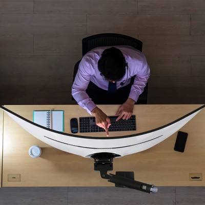 Matte Black Full-Motion Desk Mount for Curved Monitors